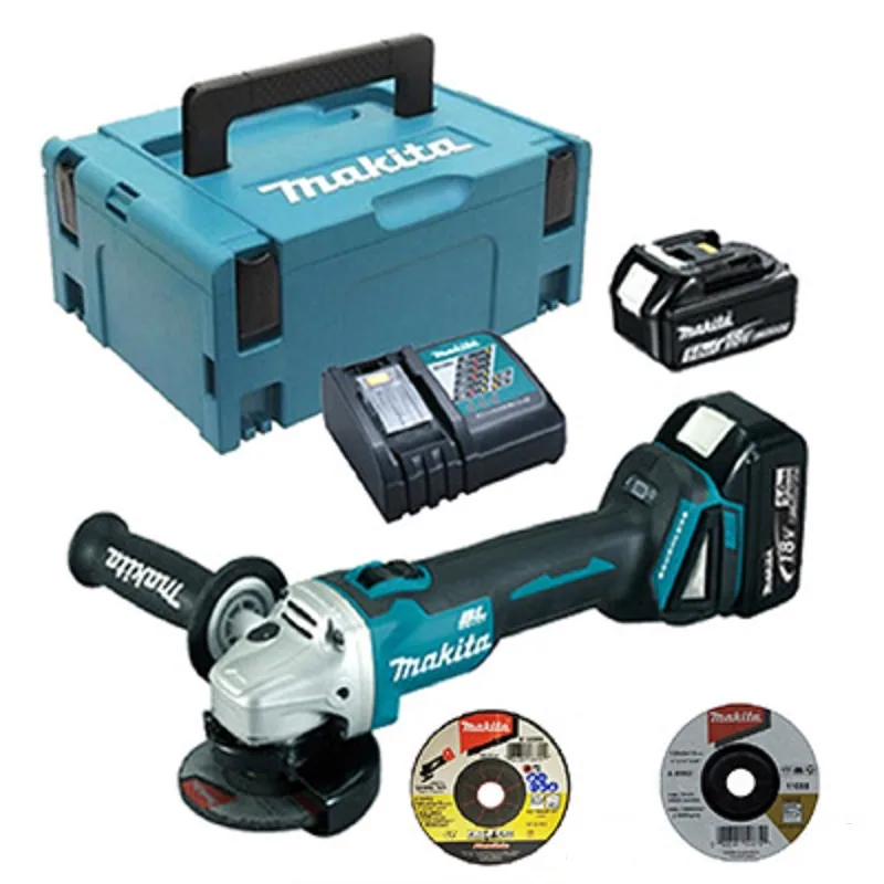 Máy mài cầm tay dùng pin Makita DGA408RTJ1 (Sạc nhanh DC18RC, 2 pin 5.0 Ah (BL1850B)